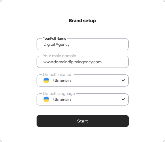 Brand setup form